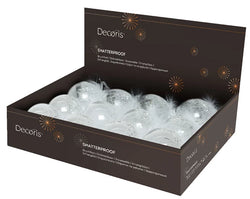 Shatterproof Transparent Bauble with White Feathers Inside 8cm