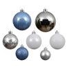 Box of 100 Bauble Blue/Silver/White MIX Shiny - Matt - Glitter Ass - Image 2