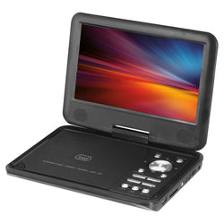 Trevi PDX 1409 S2 Portable DVD Player 9" LCD, USB/SD, rechargeable battery, remote, gamepad - Black | Keans Claremorris