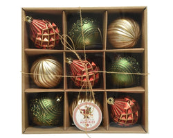 Shatterproof Antique Vintage Finish Bauble Set – 8cm (Box of 9)