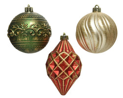 Shatterproof Antique Vintage Finish Bauble Set – 8cm (Box of 9)