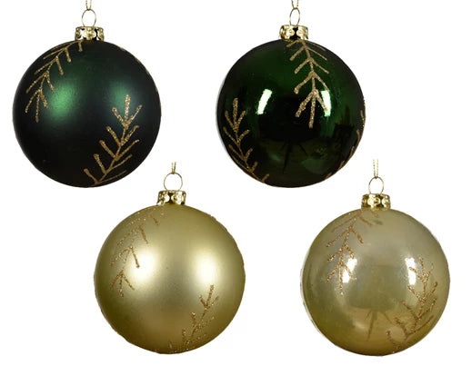 Shatterproof shiny and matt leaf bauble, 8cm, assorted designs, durable Christmas ornament – Keans Claremorris