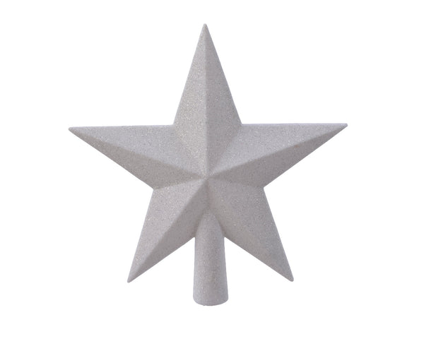 Winter White shatterproof glitter star tree topper 19cm, secure fit, festive holiday décor – Keans Claremorris