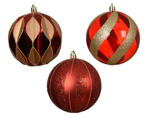 Shatterproof Baubles – Red & Gold Assortment 10cm