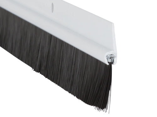 PVC brush bottom door seal 914mm white, seals gaps up to 25mm, pre-drilled holes, 26mm polypropylene brush - Keans