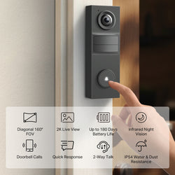 Tp Link Tapo 2K Battery Video Doorbell Mini - All Black| TPL-TD20