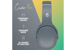 Skullcandy Crusher Evo Wireless Over-Ear Grey headphones with adjustable bass, long battery life – available at Keans