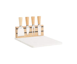 Viners 5 Piece Cheese Serving Set with stone board, stainless steel knives, fork, and magnetic block – Keans Claremorris