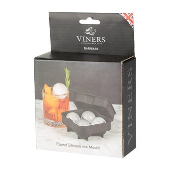 Viners Barware Round Silicone Ice Mould Giftbox with two large 2.5" ice cube molds, easy to use, from Keans Claremorris.