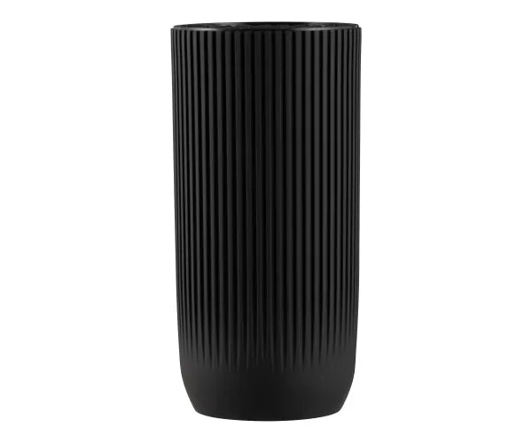 Black ripple-textured cylindrical knife block from the Everyday Black Ripple 5pc Knife Block Giftbox