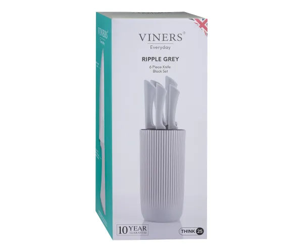 Everyday Grey Ripple 5pc Knife Block Giftbox - Image 2