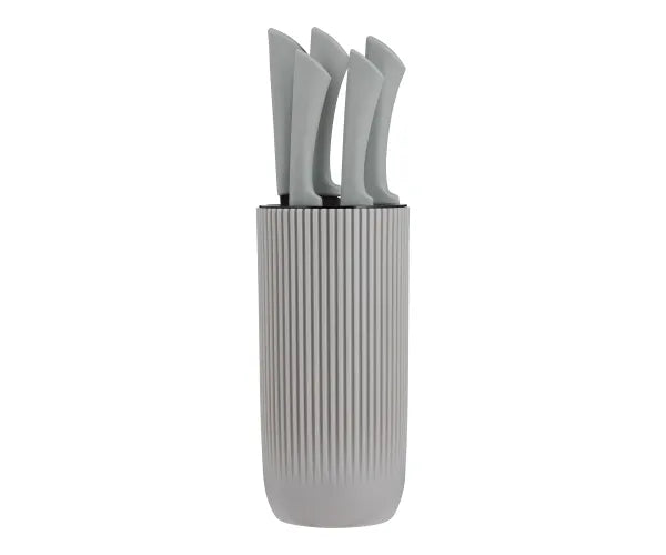 Everyday Grey Ripple 5pc Knife Block Giftbox - Image 1