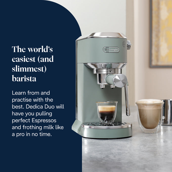 DeLonghi Dedica Duo Manual Espresso Coffee Maker with new Milk Frothing Function - Green Touch - Image 9