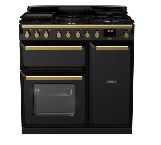 Rangemaster Dual Fuel Estel Deluxe 90cm Antique Brass Trim - Image 1