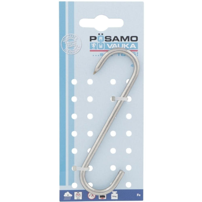 Posamo 120mm steel meat hook, S-shaped, tin plated, pointed end for secure grip, food-safe – Keans Claremorris.