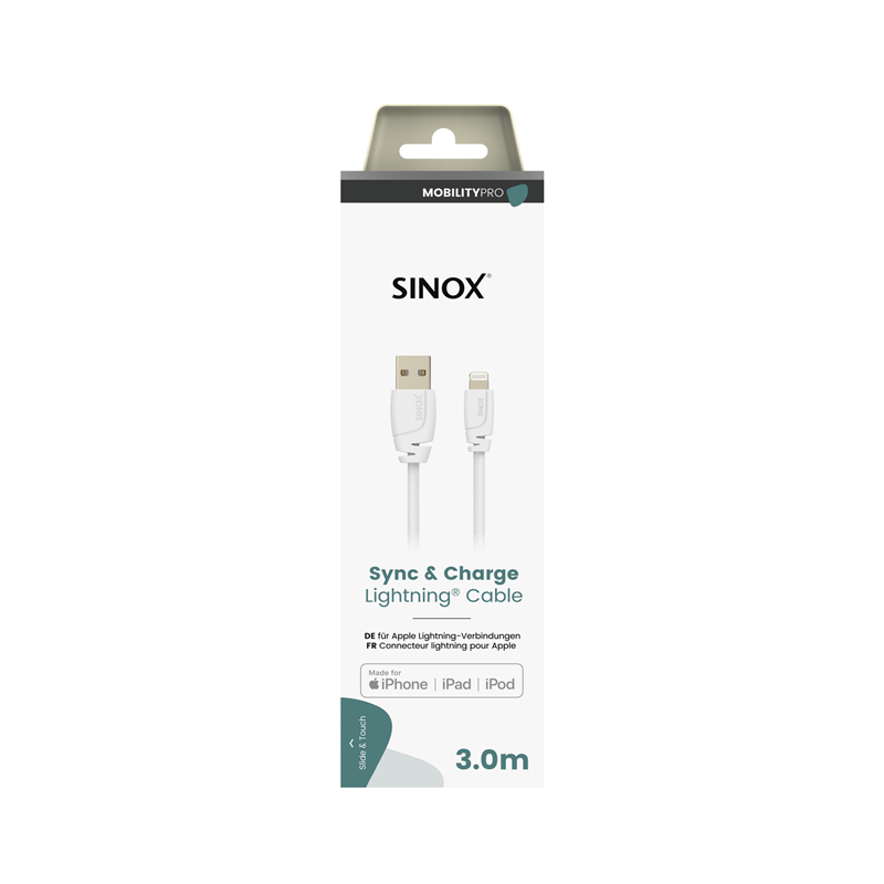 Sx Pro 3M White Lightning Cable MFi with Apple chip for iPhone, iPad charging – Keans Claremorris