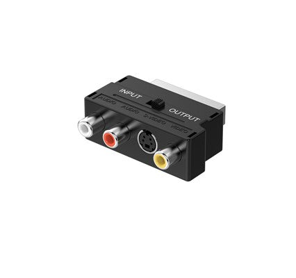 Sx Scart Adaptor 3 Phono with switch for in/out function, analog audio/video transmission – Keans Claremorris
