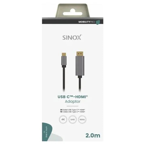 Sinox Pro 2.0M USB C to HDMI Cable, 4K60Hz UHD, 1.8m, USB C to HDMI male, ideal for MacBook - Keans Claremorris