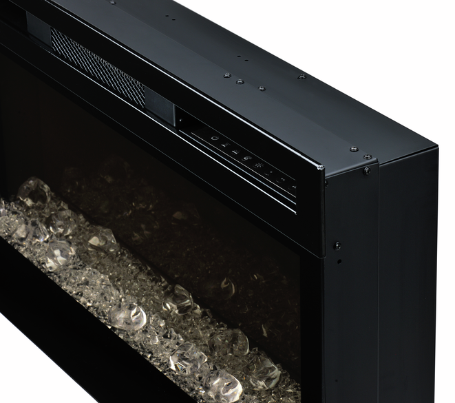 Dimplex Prism 34" Electric Fireplace with realistic flame, sleek design – available at Keans Claremorris