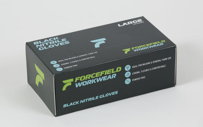 Forcefield Workwear Black Nitrile Gloves Extra Large 100's - Image 1