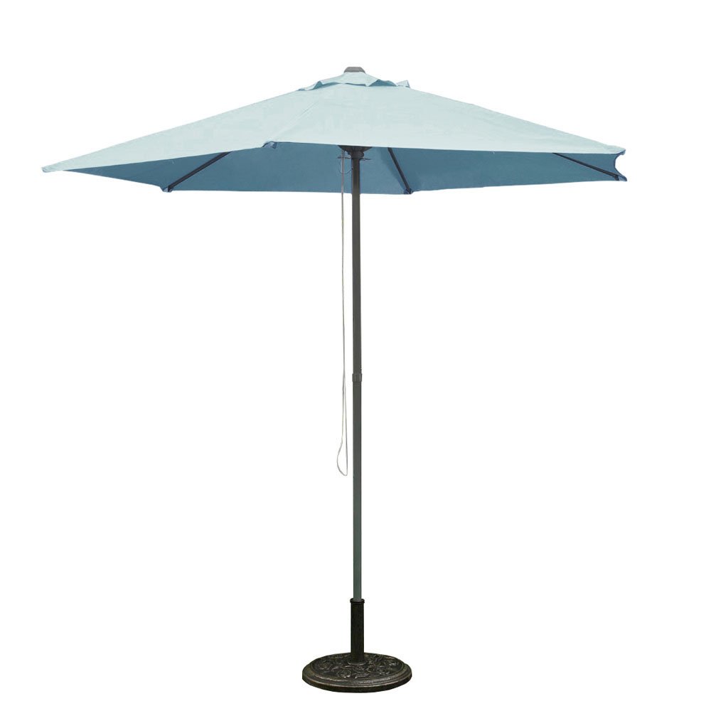 Blue 2.5m aluminum push-up parasol with air vent, UPF30+, water-resistant, 6 steel ribs – Keans Claremorris