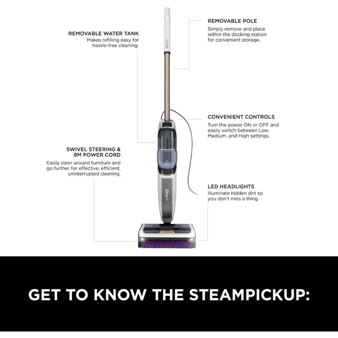 Shark Steam PickUp SD200UK vacuum and steam cleaner for hard floors, available at Keans Claremorris.