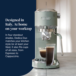 DeLonghi Dedica Duo Manual Espresso Coffee Maker with new Milk Frothing Function - Green Touch