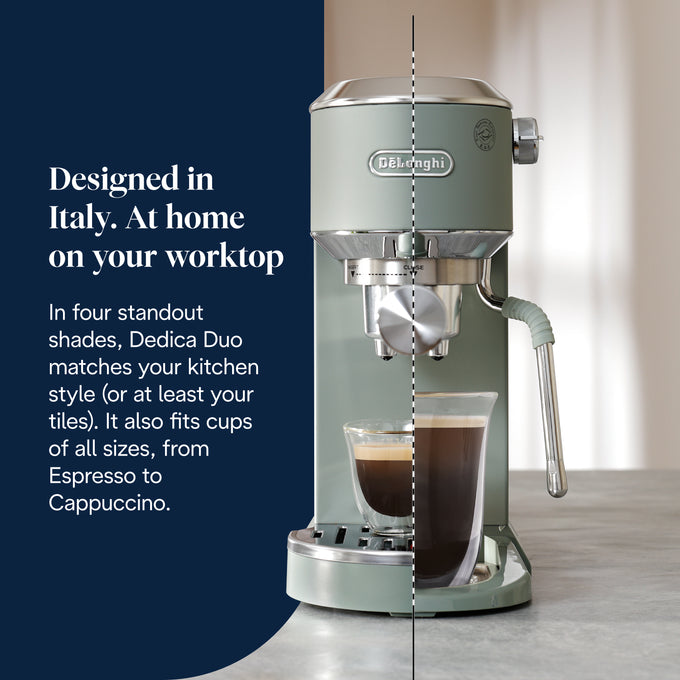 DeLonghi Dedica Duo Manual Espresso Coffee Maker with new Milk Frothing Function - Green Touch - Image 12