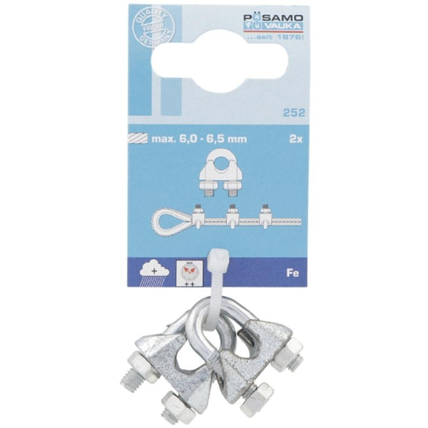 Posamo Wire Rope Clip 6.5mm Zinc Plated (2pack)