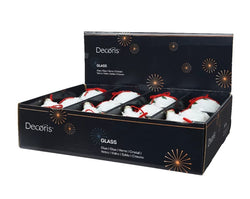 Winter White Glass Bauble with Branch Design 2 Ass 8cm