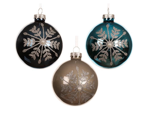 Glass Baubles – Shiny Enamel with Sparkles d8cm