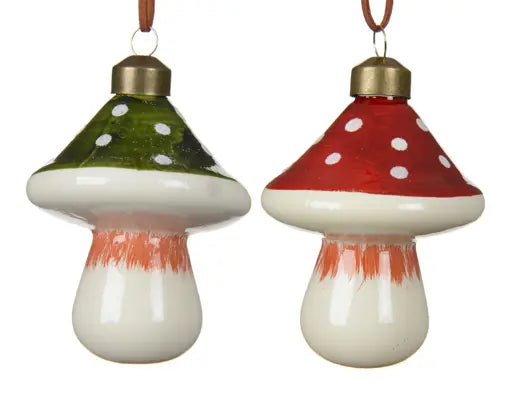 Glass Mushroom Hanging Ornament 7cm – Assorted Colour - Image 1