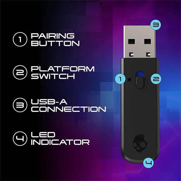 Skullcandy Dual Platform Ultra Low Latency Dongle for PC and PlayStation - Keans Claremorris
