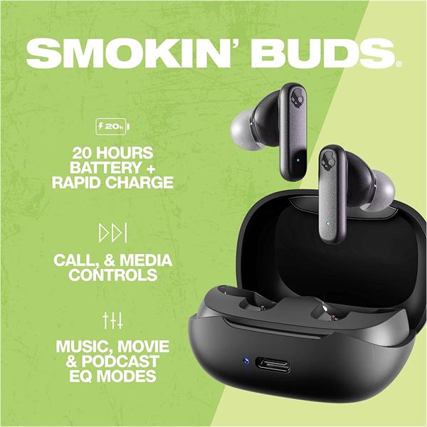 Skullcandy Smokin Buds True Wireless In-Ear Earbuds, Bluetooth, Compact Design – Available at Keans Claremorris