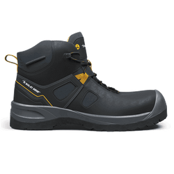 Snickers Solid Gear Essence Mid S3S black work shoes, size 42/8, slip-resistant, metal-free safety toe, breathable, Keans