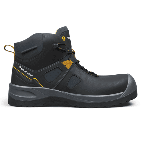 Snickers Solid Gear Essence Mid S3S black work shoes, size 42/8, slip-resistant, metal-free safety toe, breathable, Keans