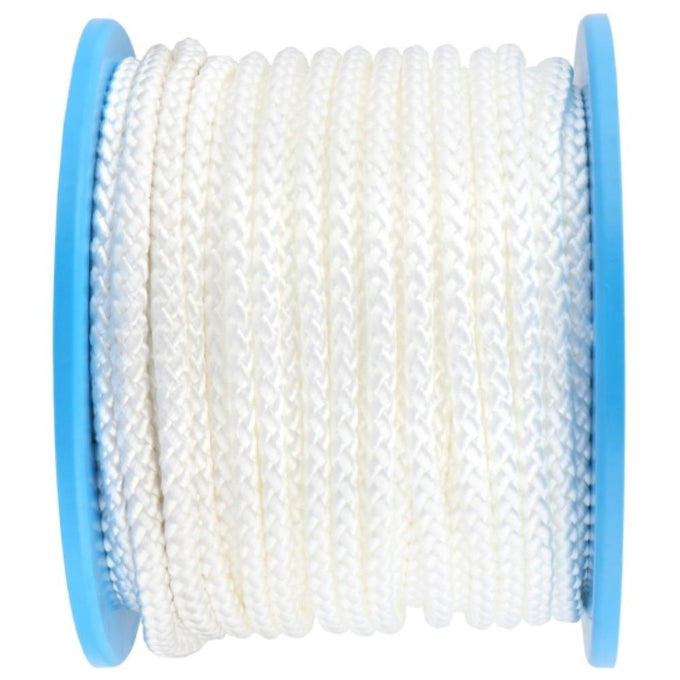Posamo 5mm white plaited polypropylene rope, 3-strand design, sold by meter, available at Keans Claremorris.