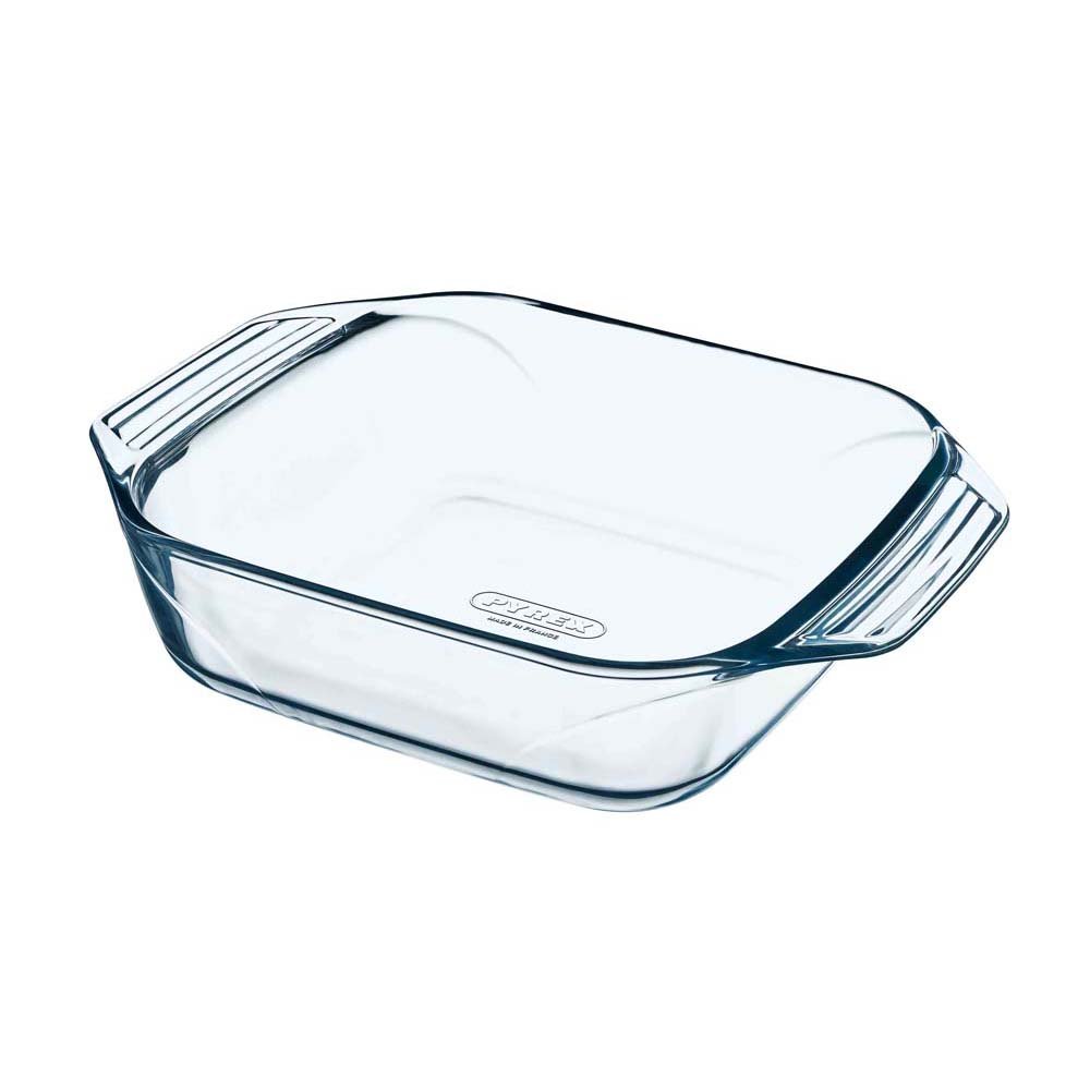 Pyrex Square Roaster 23cm borosilicate glass, oven to -40°C, microwave safe, deep sides, large handles - Keans Claremorris