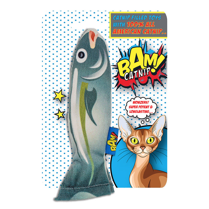 BAM Catnip Fish 17cm, pure North American catnip, no fillers, strong quality – available at Keans Claremorris.