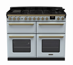 Rangemaster Dual Fuel Estel Deluxe 110cm Slow Cook Oven Antique Brass Trim