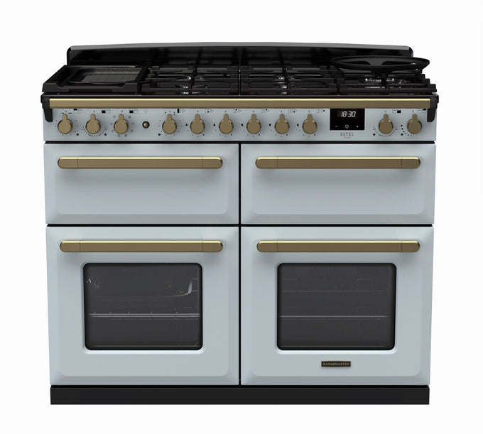 Rangemaster Dual Fuel Estel Deluxe 110cm Slow Cook Oven Antique Brass Trim - Image 5