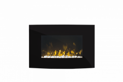 Dimplex 2KW Artesia wall mounted electric fire with curved black glass, multi-coloured flames, remote control – Keans