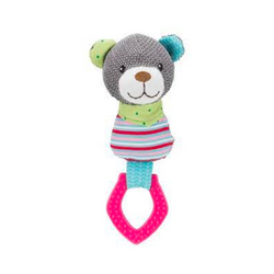Junior Plush Bear dog toy with teething ring, durable fabric, sound feature, gentle on puppy gums – Keans Claremorris