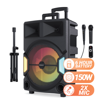Oakcastle PS500 Portable Karaoke Party Speaker with mic input, Bluetooth, and rechargeable battery – Keans Claremorris