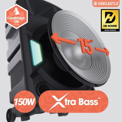 Oakcastle PS500 Portable Karaoke Party Speaker with mic input, Bluetooth, and rechargeable battery – Keans Claremorris