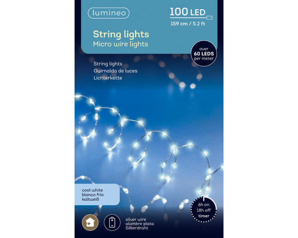 100 LED Extra Dense Micro Lights – Cool White – 1.59m Keans Claremorris