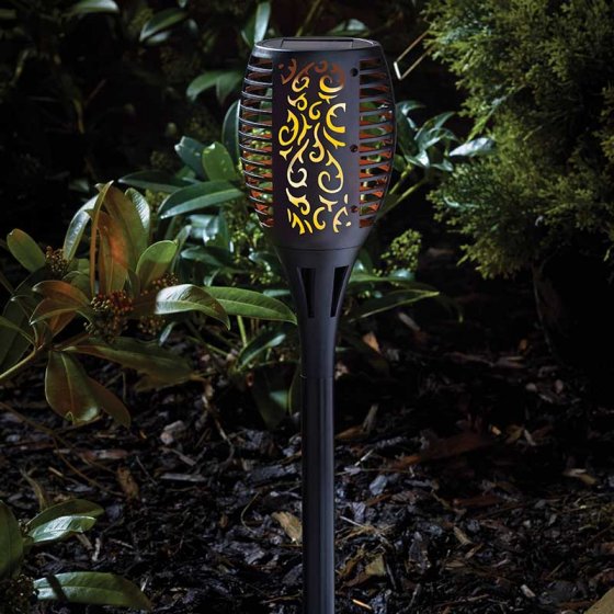 Solar Cool Flame Light torch with 35 LED flames, safe cool-touch design, ideal for garden ambiance – Keans Claremorris