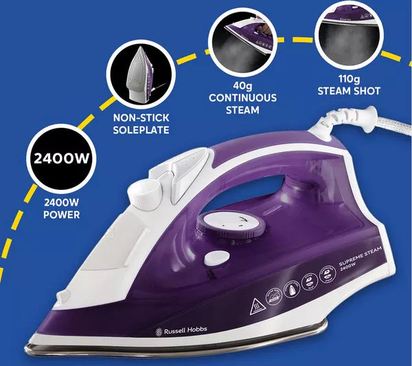 Russel Hobbs Glide Steam Iron Purple - Image 3