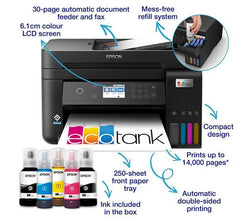 EPSON EcoTank ET-3850 All-in-One Wireless Inkjet Printer with refillable tanks, available at Keans Claremorris.