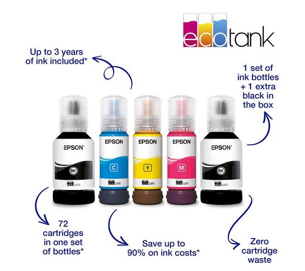 EPSON EcoTank ET-3850 All-in-One Wireless Inkjet Printer with refillable tanks – available at Keans Claremorris